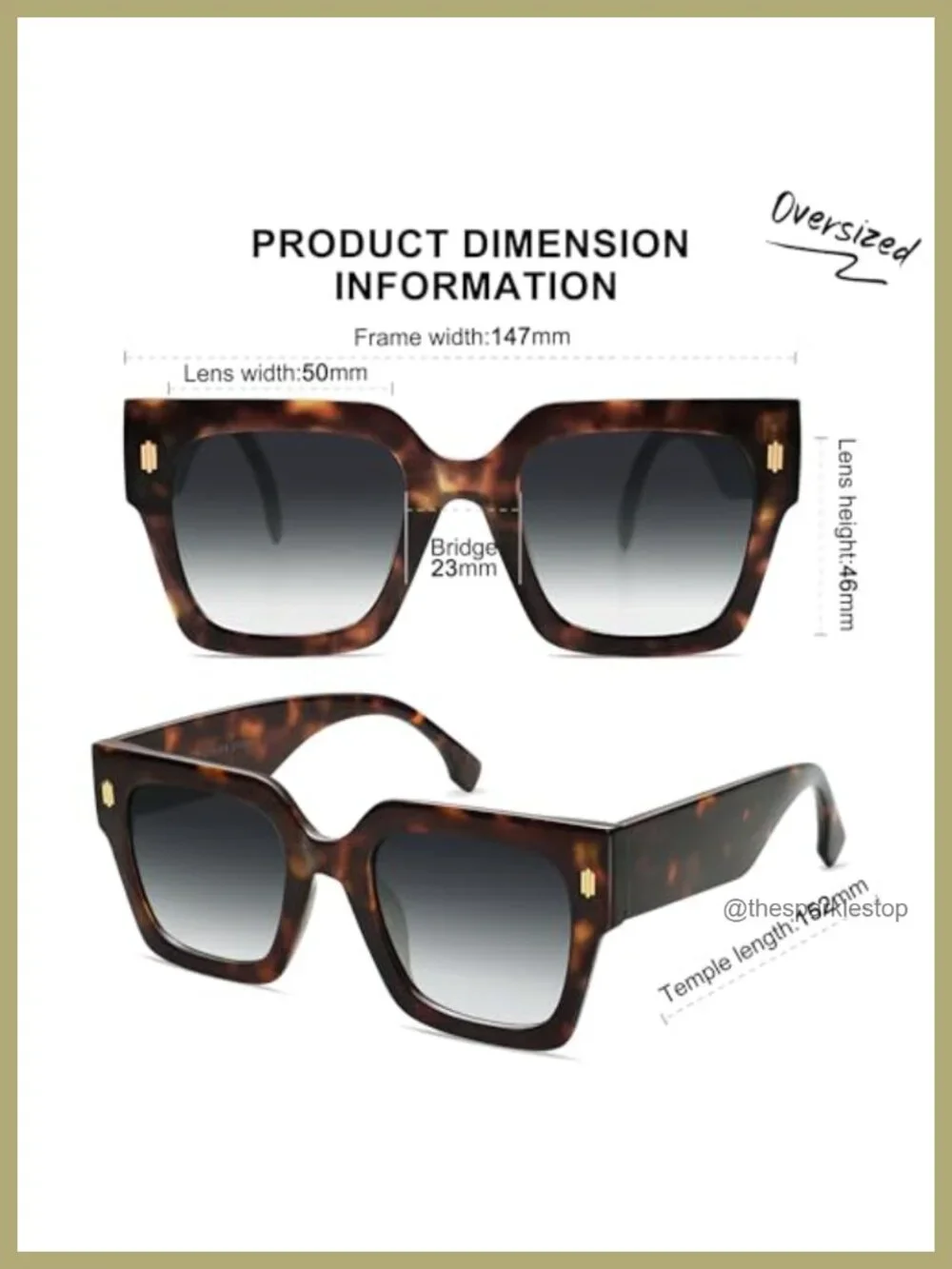 Oversized Square Sunglasses Women UV400 Protection Vintage Retro